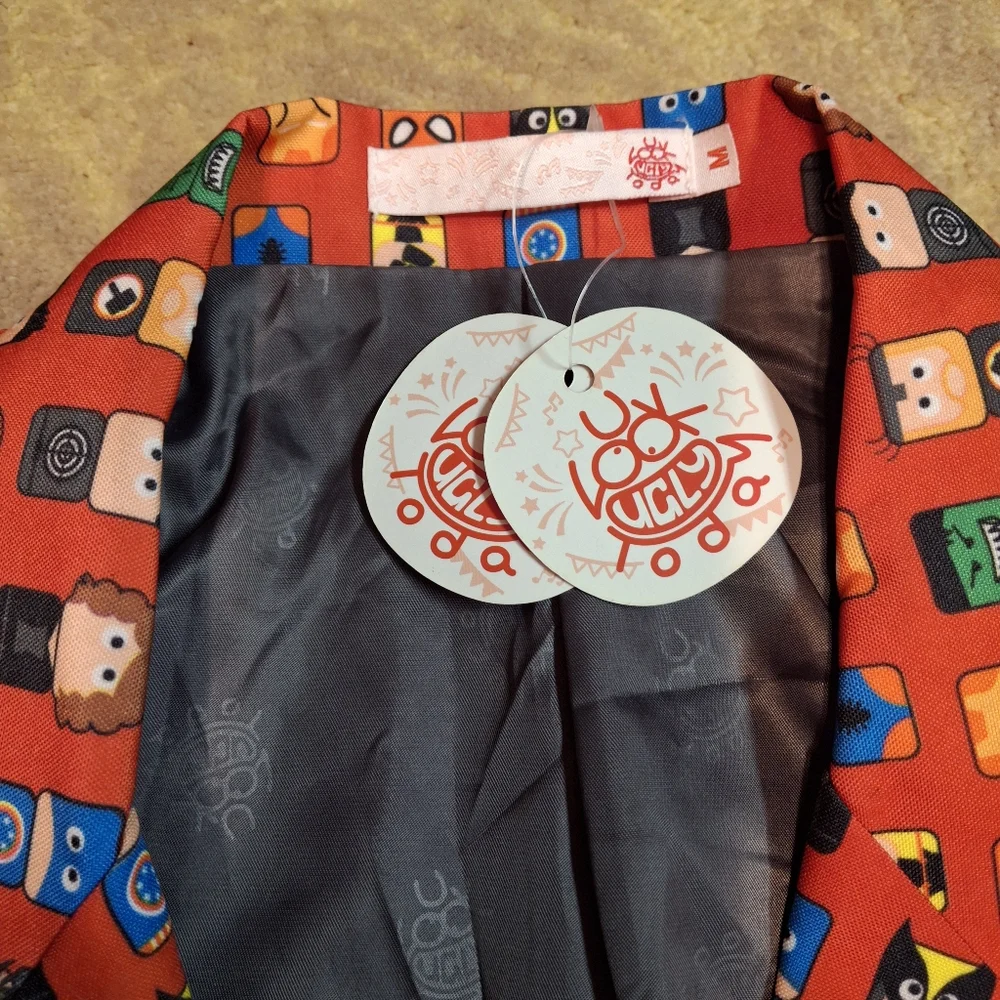 Marvel Mini Mates All Over Print Red Suit Blazer  Men Size Medium - Picture 2 of 16